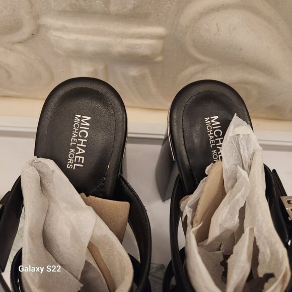 Michael Kors Black Calf Leather "Jagger Slides". NIB. Size 9.5 - Picture 5 of 12